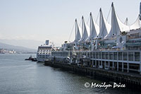 Cruise ship awaiting passengers at Canada Place, Vancouver, BC
