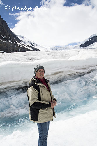Marilyn at the Athabasca Glacier, Columbia Ice Fields, Icefields Parkway, AB