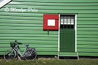 Side of a windmill with bicycle, Zaandam, Netherlands