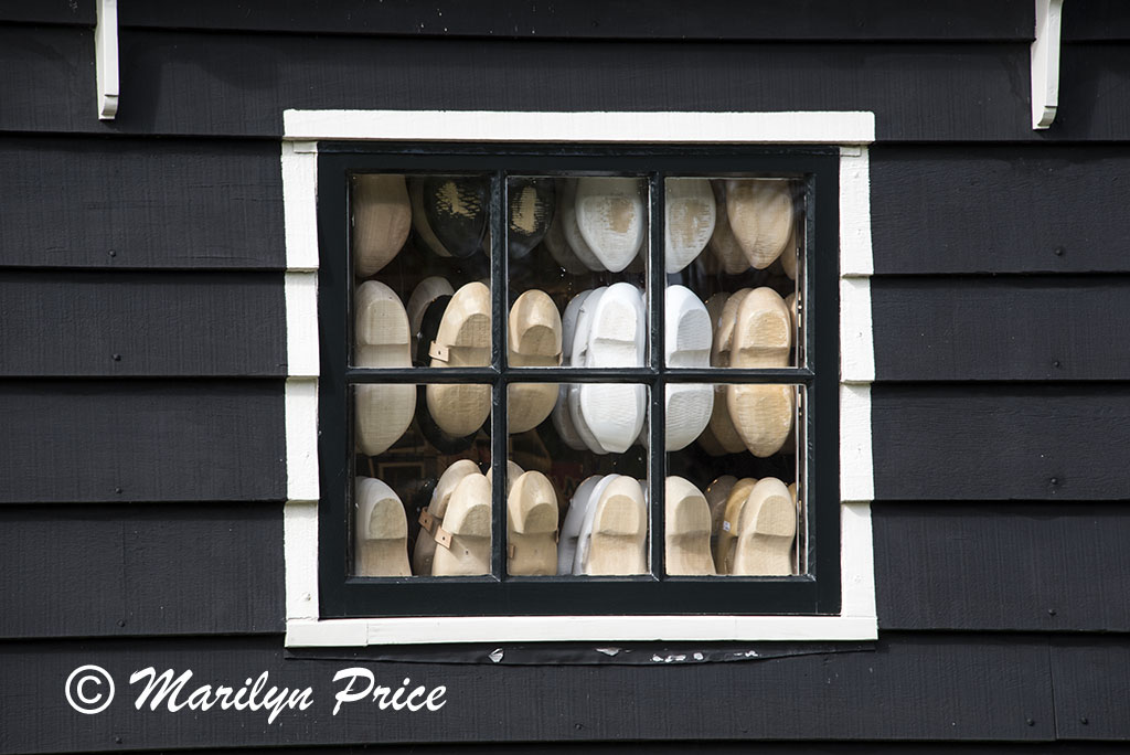 Wooden shoes in a window, Zaandam, Netherlands