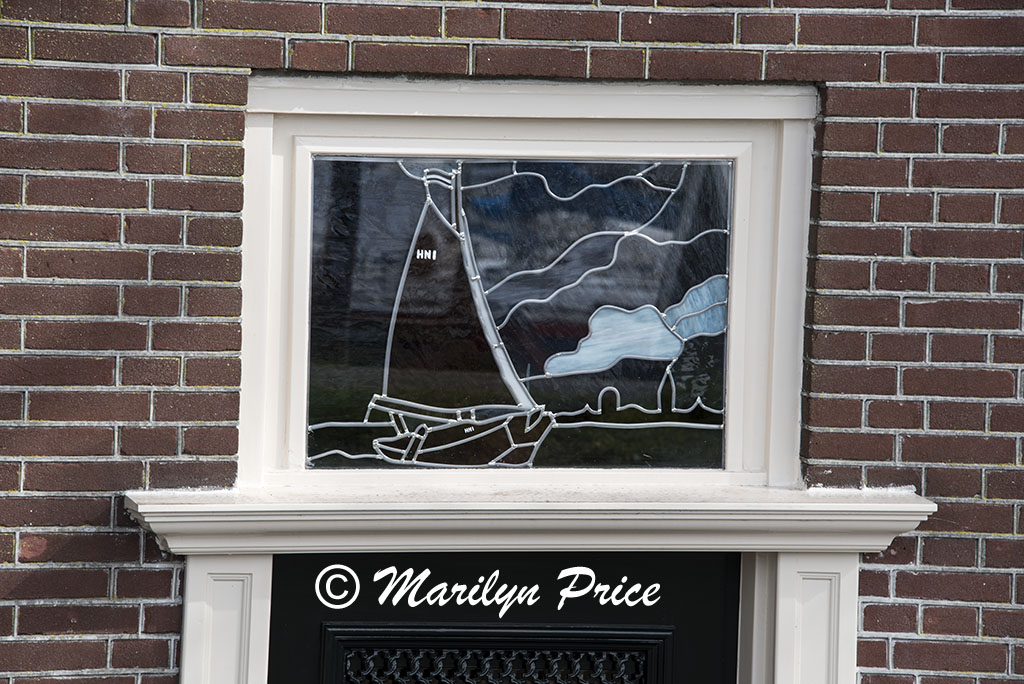 Door with stained glass window, Hoorn, Netherlands