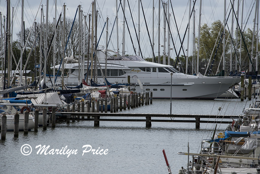 Large boat in a crowded harbor, Hoorn, Netherlands