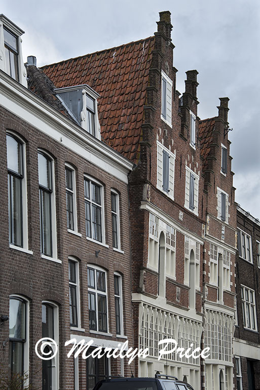 Front of a house with a leaning facade, Hoorn, Netherlands