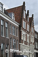 Front of a house with a leaning facade, Hoorn, Netherlands