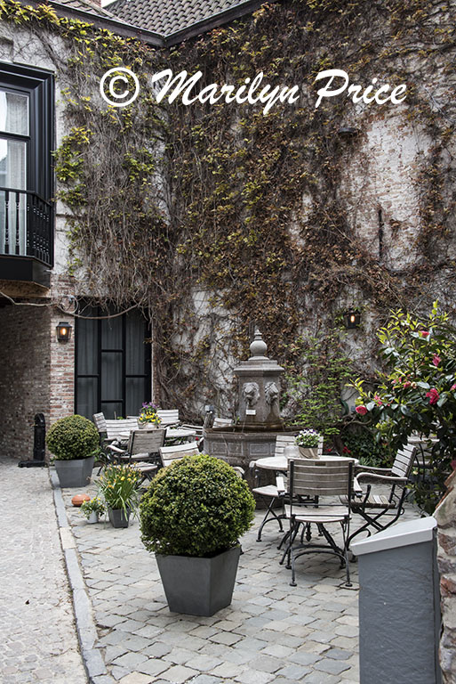 Hotel courtyard, Bruges, Belgium