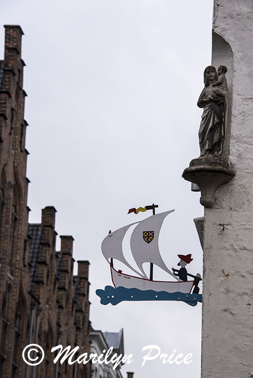 Sign on a boat tour shop, Bruges, Belgium