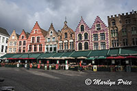 Shops around the perimeter of the Markt, Bruges, Belgium