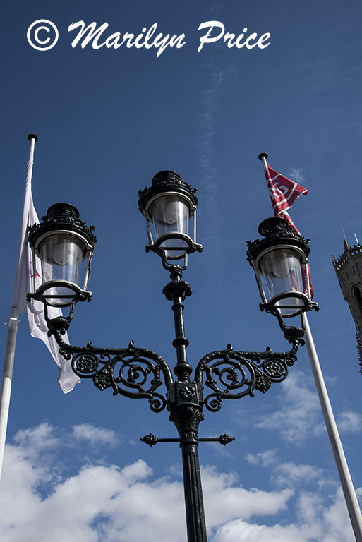 Lamppost in the Markt square, Bruges, Belgium
