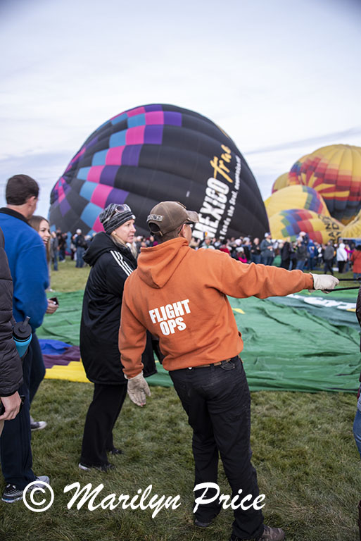 Manning the safety rope while the balloon inflates, International Balloon Fiesta, Albuquerque, NM