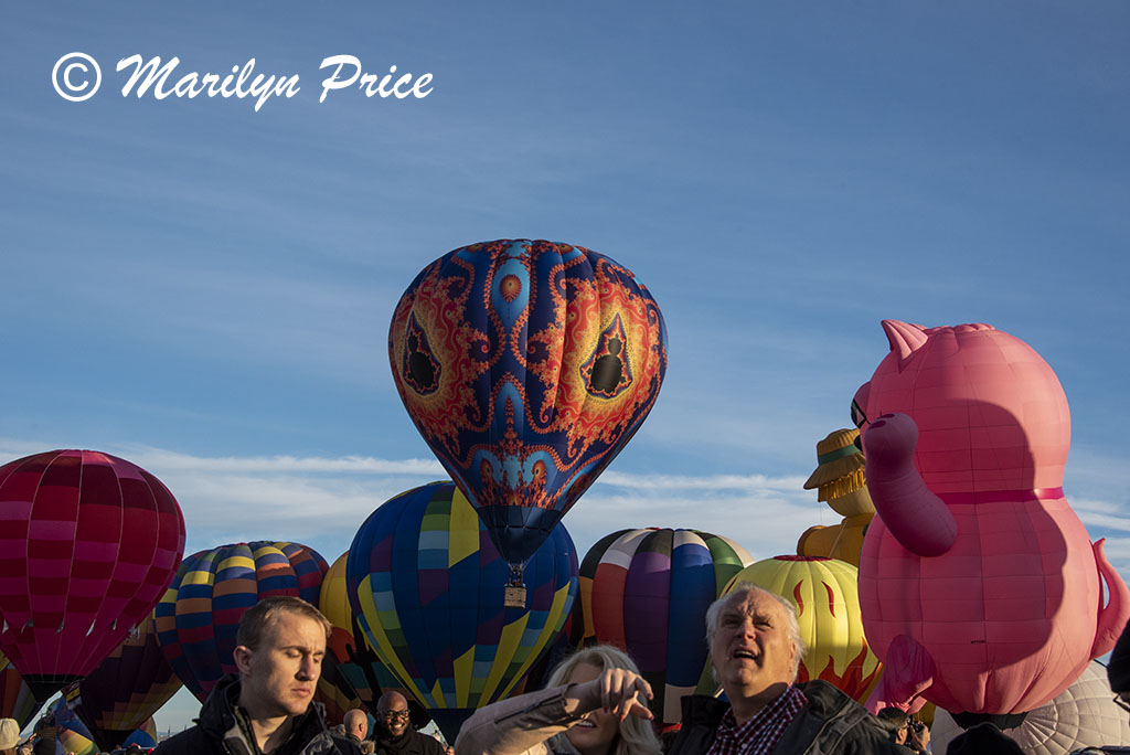 Some of the shape balloons join the others at launch, International Balloon Fiesta, Albuquerque, NM