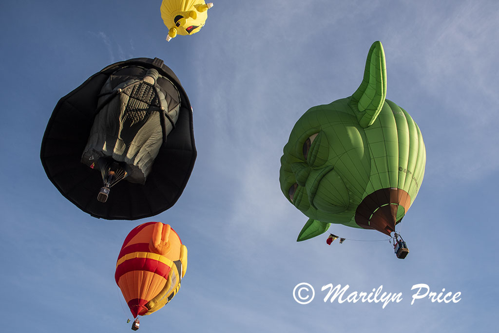 Some of the shape balloons join the others at launch, International Balloon Fiesta, Albuquerque, NM