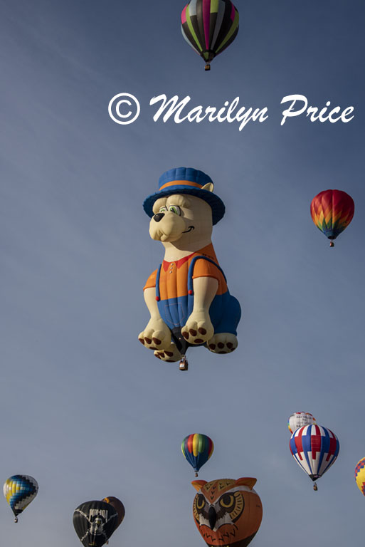 Some of the shape balloons join the others at launch, International Balloon Fiesta, Albuquerque, NM
