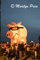 Cool pink flying pig, Special shapes balloon glow, International Balloon Fiesta, Albuquerque, NM