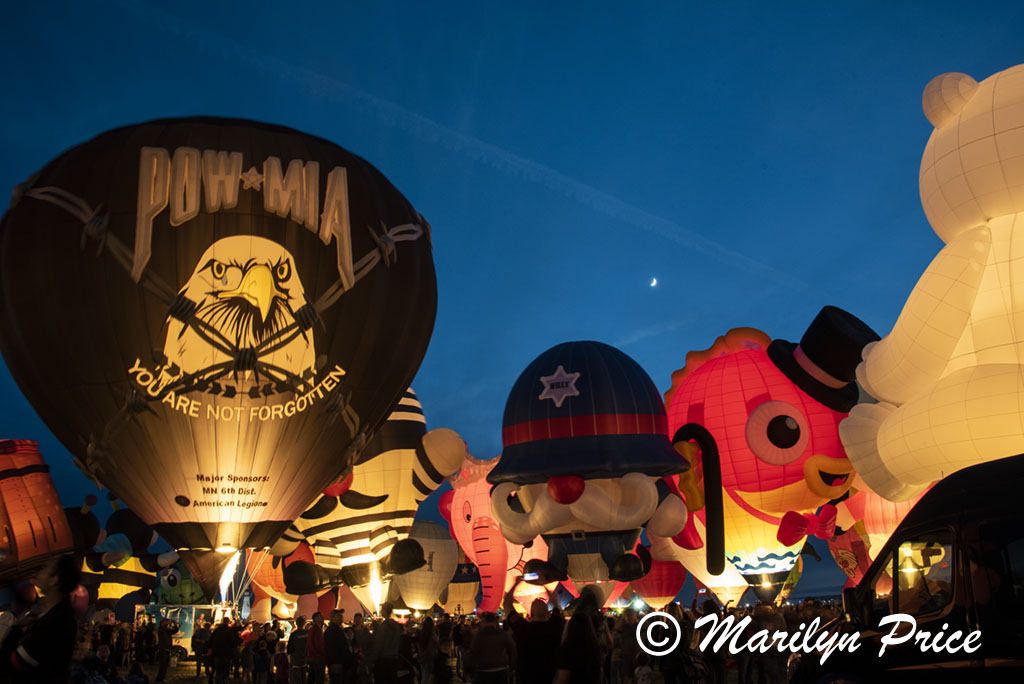 Balloons and moon, Special shapes balloon glow, International Balloon Fiesta, Albuquerque, NM