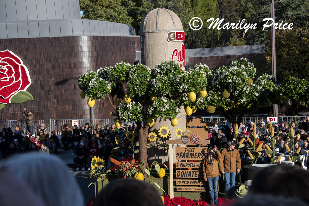 Chipotle float (Cultivate the Future of Farming), Rose Parade, Pasadena, CA