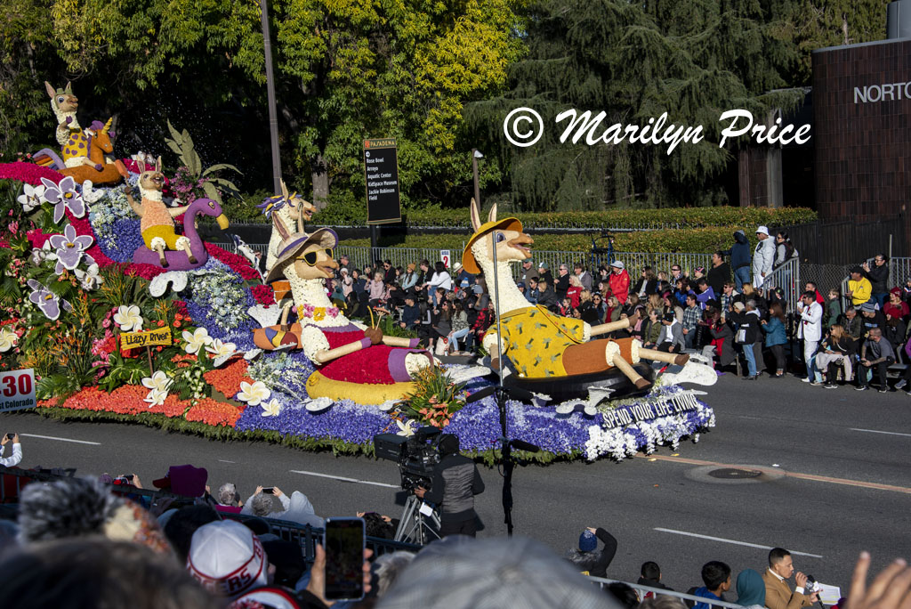 Northwestern Mutual float (Spend Your Life Living), Rose Parade, Pasadena, CA