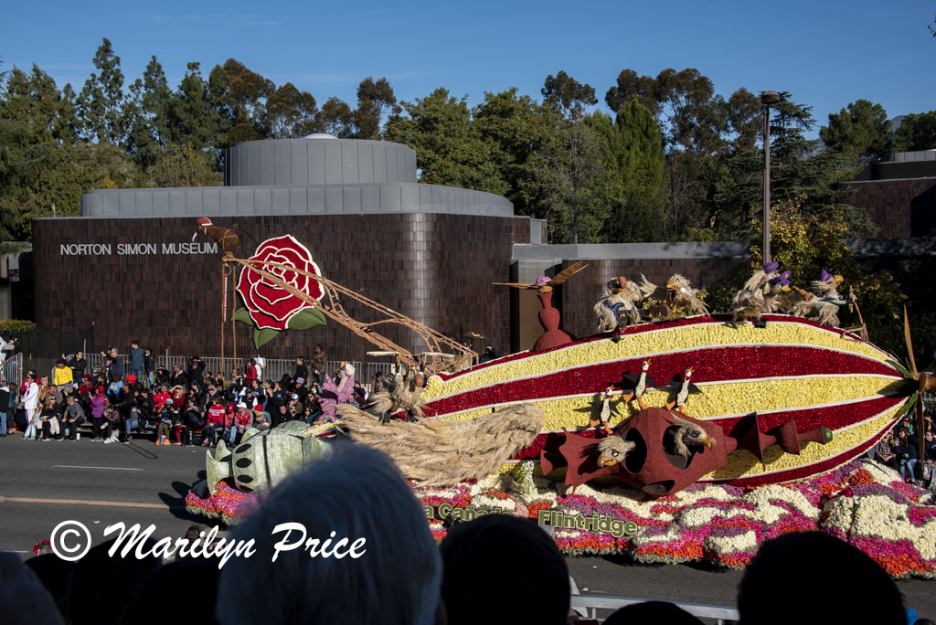 La Canada Flintridge float (Dodo Bird Flight School), Rose Parade, Pasadena, CA