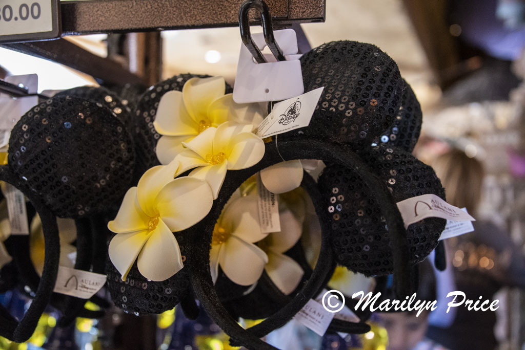 Mouse ears with plumeria, Adventureland, Disneyland Park, Anaheim, CA