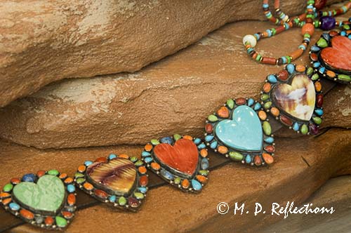 Heart concha belt in a store display, Santa Fe, NM