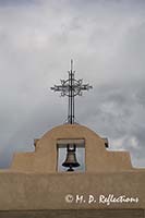 Ornate cross and bell, Santa Fe, NM