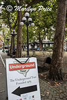Underground tour meets in Pioneer Square, Seattle, WA
