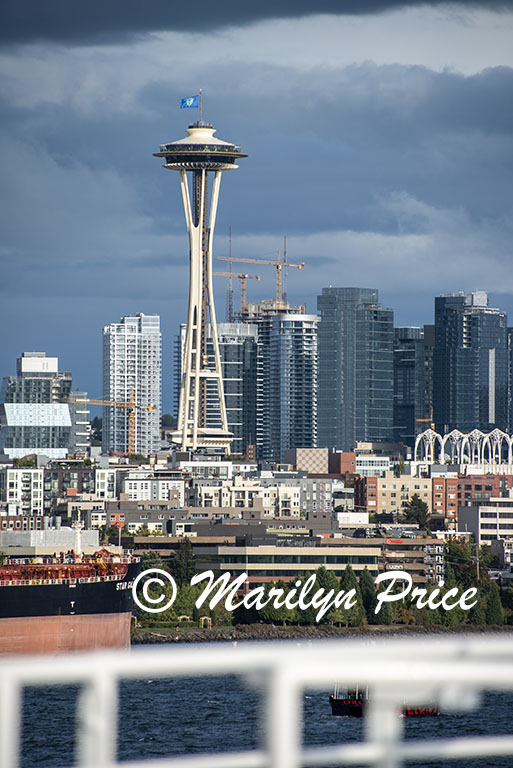 Skyline from heliport deck as we leave port, Seattle, WA