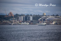 Skyline from heliport deck as we leave port, Seattle, WA