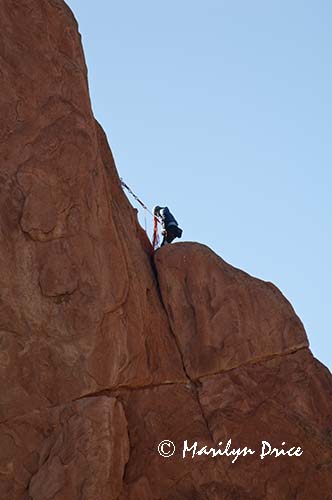 Rock climber on the Sleeping Giant, Garden of the Gods Park, Colorado Springs, CO