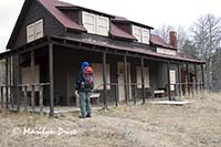Carl at ranch house at DeLonde homestead, Caribou Ranch Open Space, CO