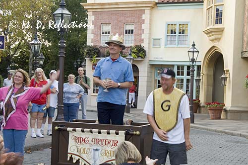 Carl as King Arthur as they accept the applause, EPCOT, Orlando, FL