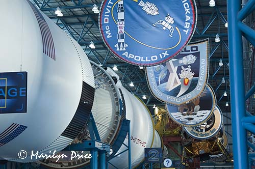 Saturn V rocket on display in the Apollo-Saturn V building, Kennedy Space Center, FL