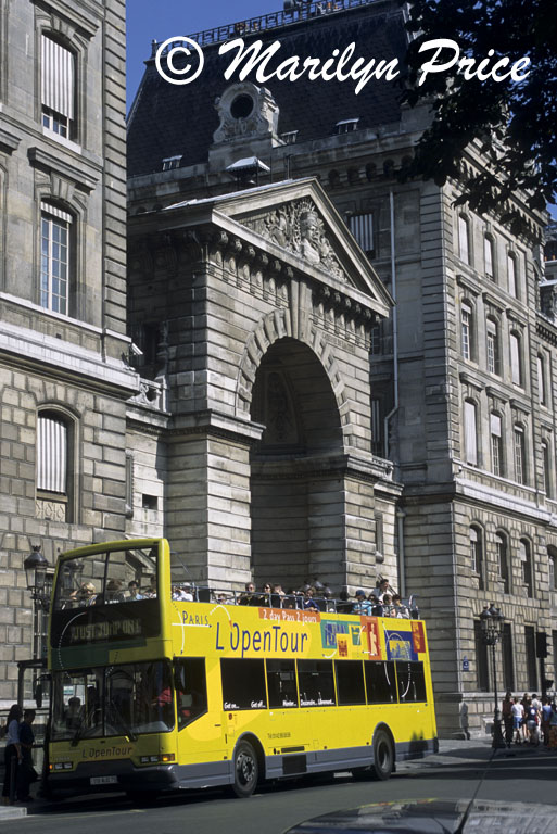 A tour bus on the streets of Paris, France