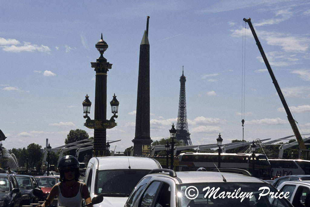 Obelisk, Cleopatra's Needle, and the Eiffel Tower, Place de la Concorde, Paris, France