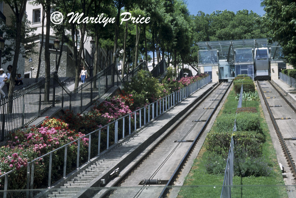 Funicular eases the climb to Sacre Coeur, Paris, France