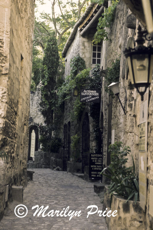 Early morning street scene, Les Baux, France