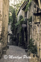 Early morning street scene, Les Baux, France
