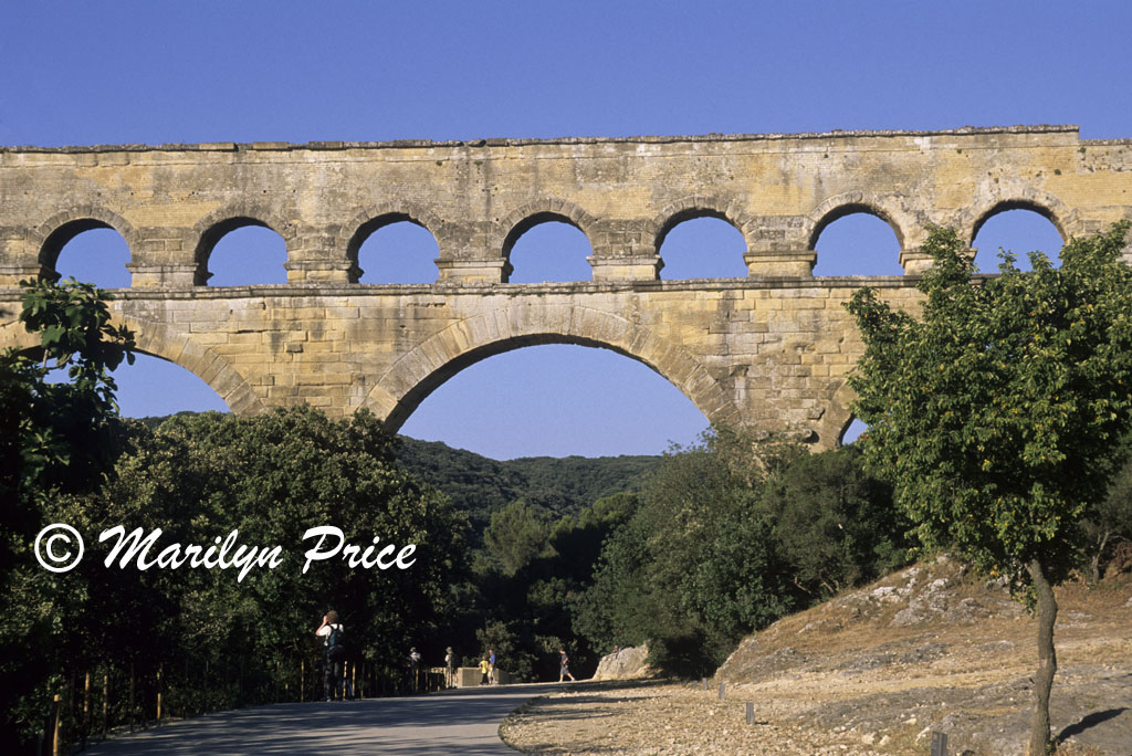 A Roman built aqueduct over the Gard River, Pont du Gard, France