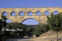 A Roman built aqueduct over the Gard River, Pont du Gard, France