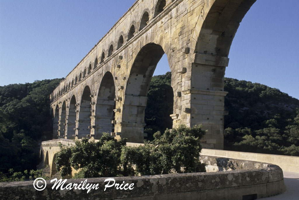 A Roman built aqueduct over the Gard River, Pont du Gard, France