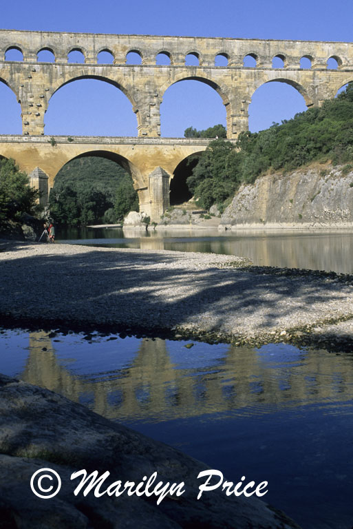 A Roman built aqueduct over the Gard River, Pont du Gard, France