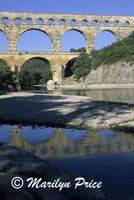 A Roman built aqueduct over the Gard River, Pont du Gard, France