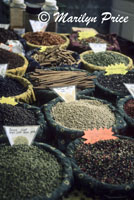 An array of spices at the weekly market, St. Remy de Provence, France