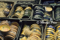 Some of the pottery dishes available at the weekly market, St. Remy de Provence, France
