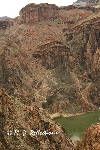 Colorado River and South Kaibab Trail, from Clear Creek Trail, Grand Canyon National Park, AZ