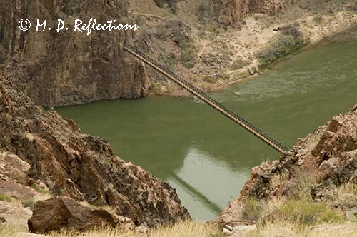 Kaibab Bridge and South Kaibab Trail as seen from Clear Creek Trail, Grand Canyon National Park, AZ