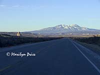 La Sal Mountains and road approaching Moab, UT