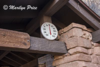 Thermometer at the 1.5 mile rest house, Bright Angel Trail, Grand Canyon National Park, AZ