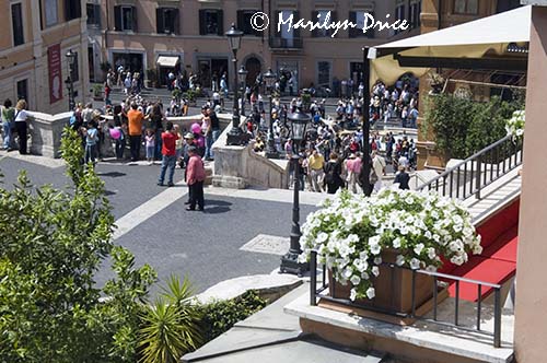 View from a restaurant near the top of the Spanish Steps, Rome, Italy