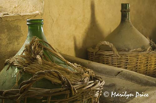 Old wine bottles, Tuscany, Italy