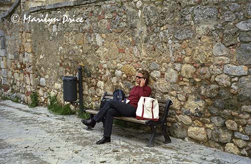 On the phone again, Monteriggioni, Italy